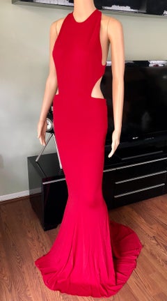 Alexandre Vauthier Cutout Backless Red Evening Dress Gown