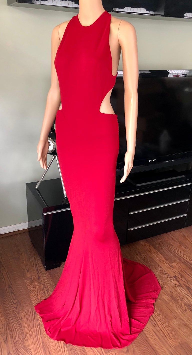 Women's or Men's Alexandre Vauthier Cutout Backless Red Evening Dress Gown  For Sale