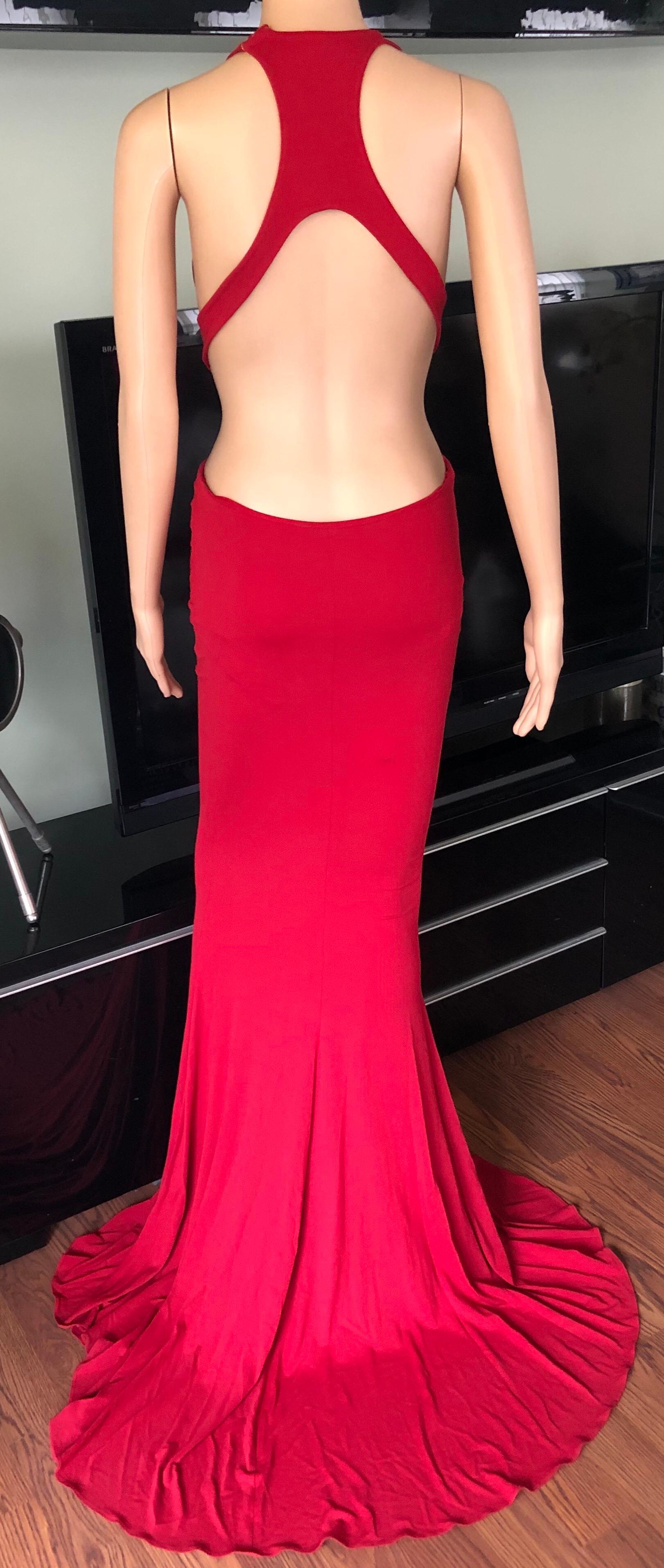 backless red dress