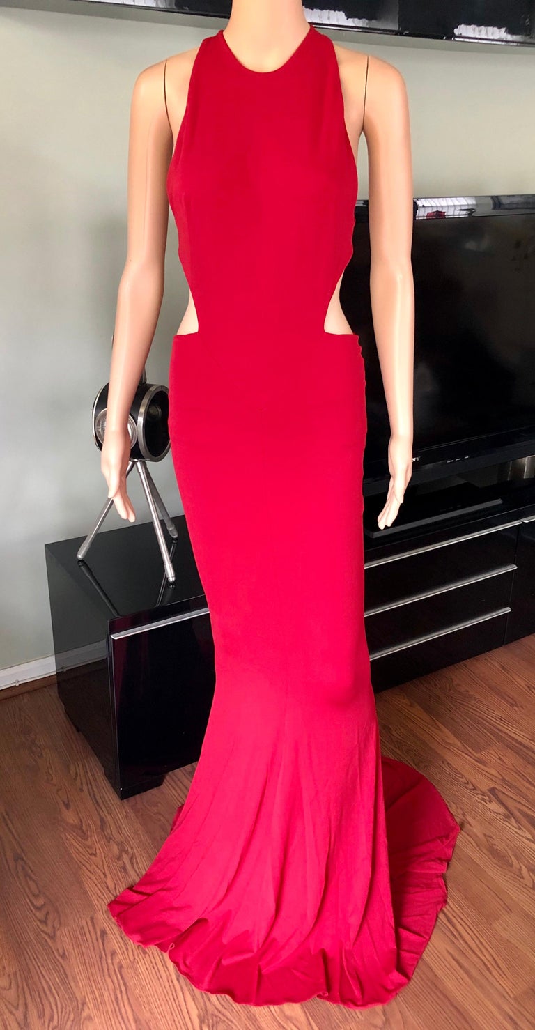 Alexandre Vauthier Cutout Backless Red Evening Dress Gown  For Sale 2
