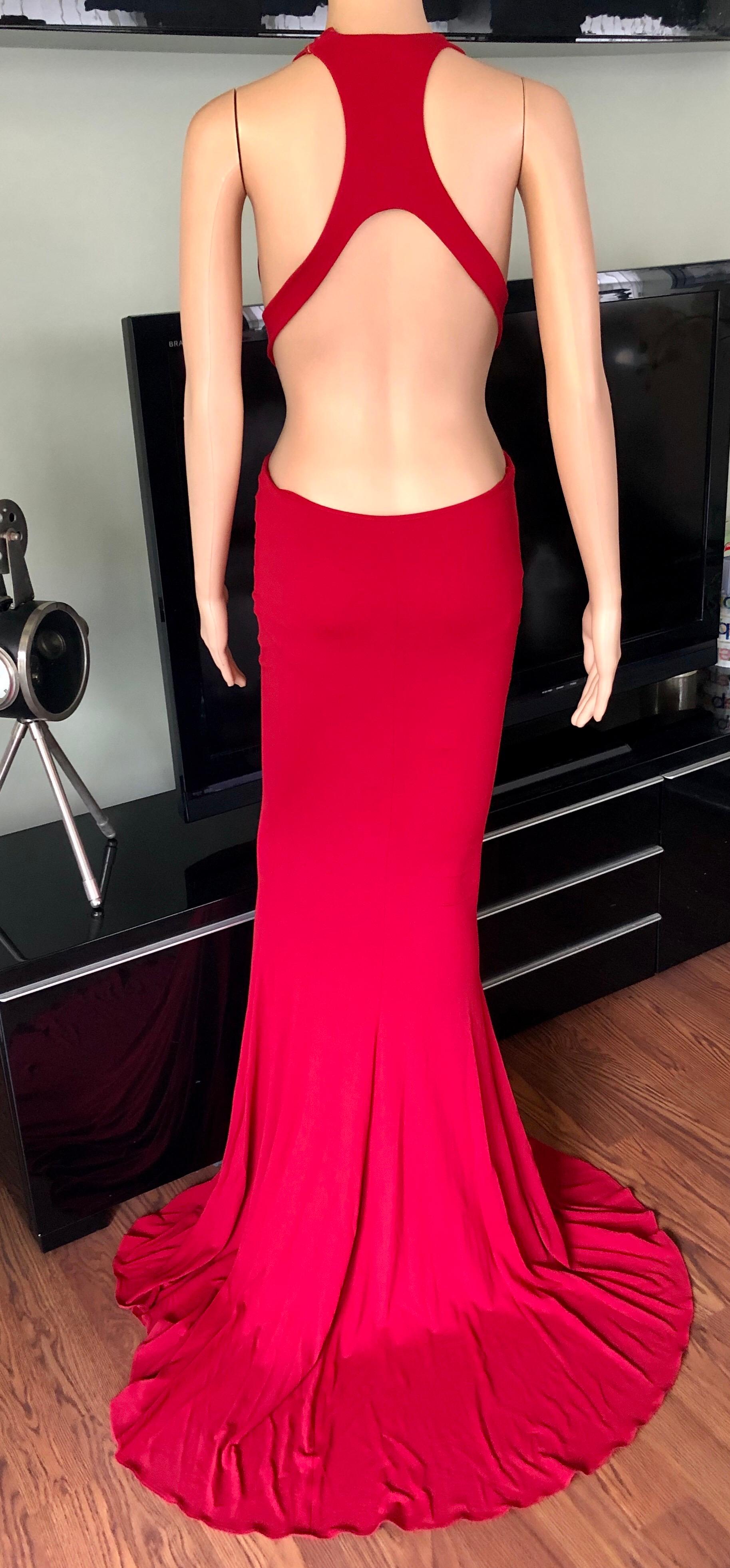 Women's or Men's Alexandre Vauthier Cutout Backless Red Evening Dress Gown  For Sale