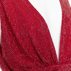 ALEXANDRE VAUTHIER Daring Red crystal stass encrusted plunge mini dress IT40 S