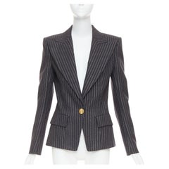 ALEXANDRE VAUTHIER Grauer Metallic-Gold-Nadelstreifen-Einreiher FR36 S