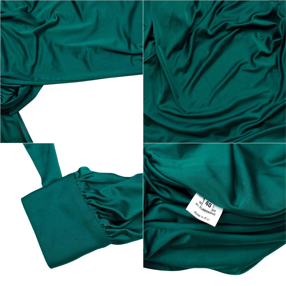 Alexandre Vauthier Deep Green Liquid Jersey Batwing Sleeve Dress - US 4 For Sale 4