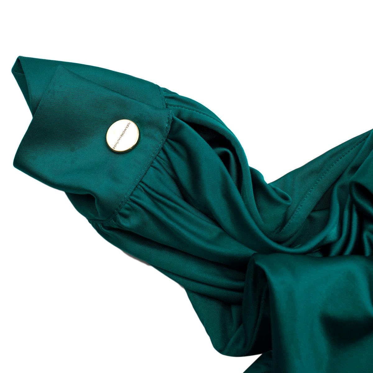 Alexandre Vauthier Deep Green Liquid Jersey Batwing Sleeve Dress - US 4 For Sale 3