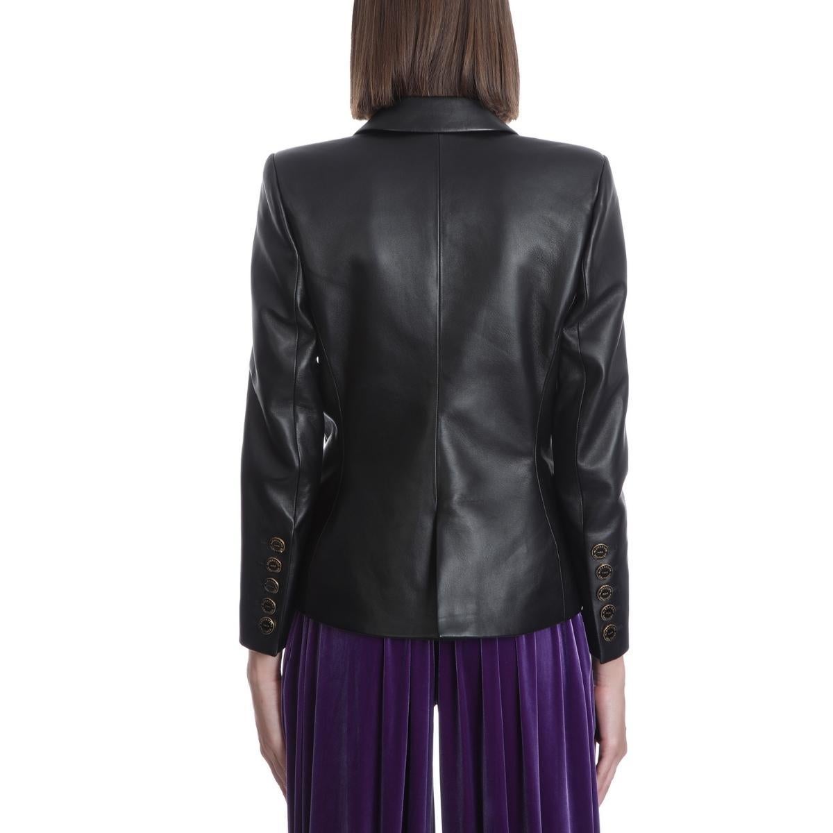 Alexandre Vauthier Double-breasted Leather Blazer FR 42 In New Condition For Sale In Brossard, QC