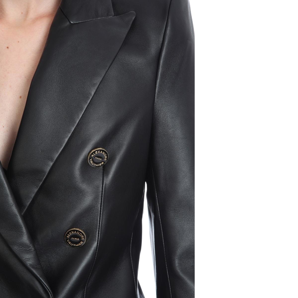 Women's Alexandre Vauthier Double-breasted Leather Blazer FR 42 For Sale