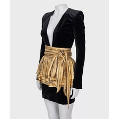 Alexandre Vauthier Gold Peplum Dress Long Sleeve Fitted EU 36 S