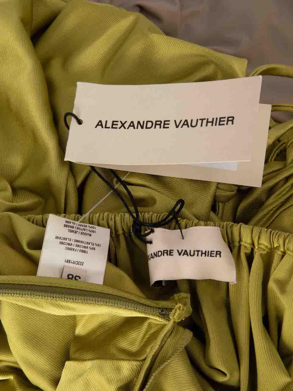 Women's Alexandre Vauthier Green Cold Shoulder Ruched Dress Size M For Sale