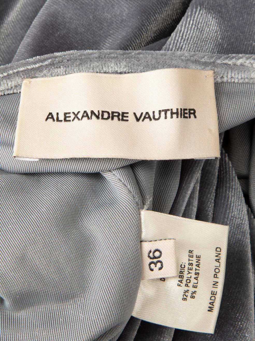 Alexandre Vauthier Mini Vestido Acanalado de Terciopelo Gris Talla S en venta 4