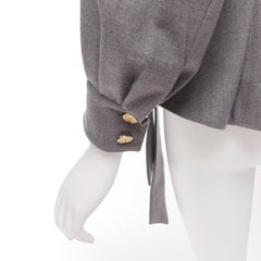 ALEXANDRE VAUTHIER grey wool blend shoulder pads peplum belted blazer top FR36 S
