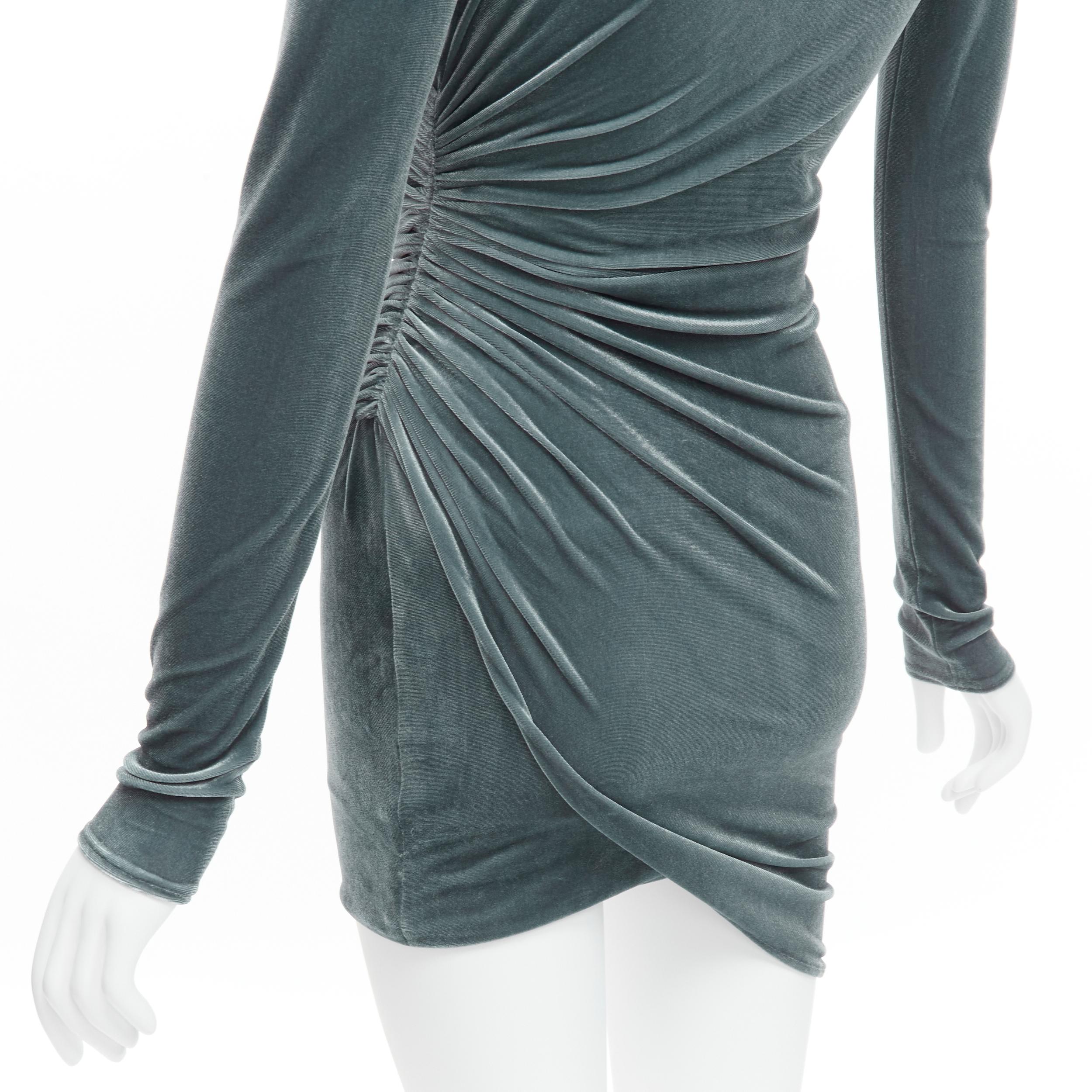 ALEXANDRE VAUTHIER - Robe moulante drapée grise à col en V FR34 XS en vente 4