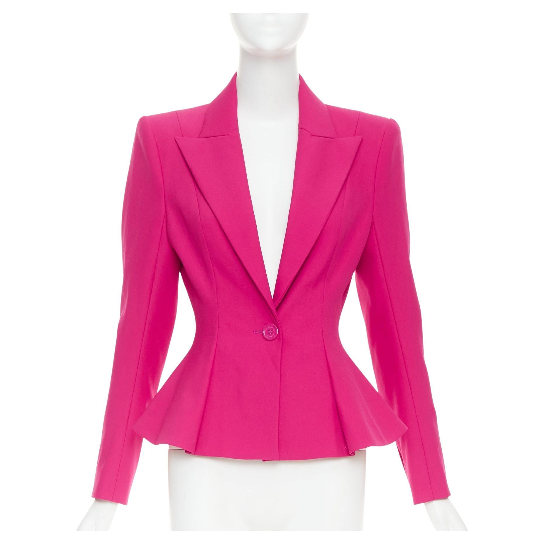 ALEXANDRE VAUTHIER rosa gepolsterte Schulter Wespentaille Schößchen Blazerjacke S