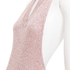 ALEXANDRE VAUTHIER metallic pink sequinned knitted halter backless gown dress