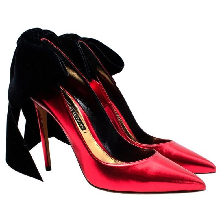Alexandre Vauthier Metallic Red Leather Bow-Back Heeled Pumps For Sale at  1stDibs