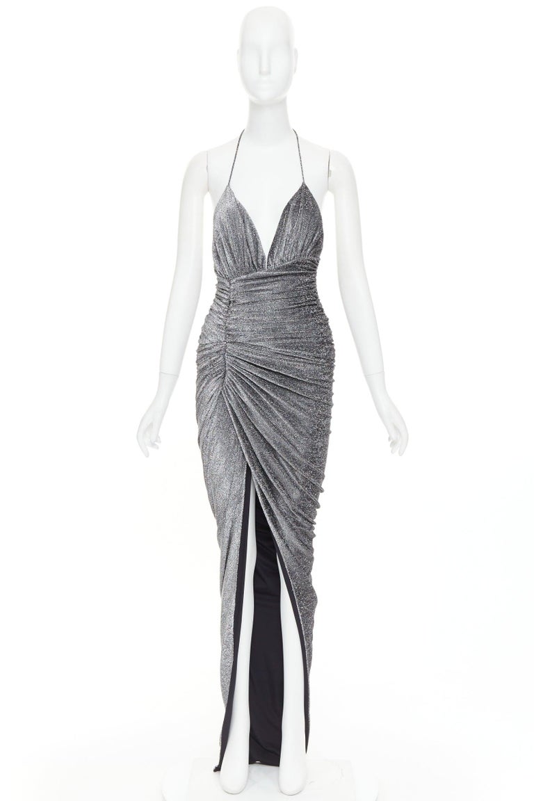 metallic silver halter dress Portia & Scarlett PS25232