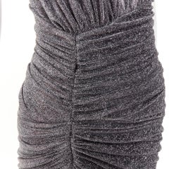 ALEXANDRE VAUTHIER metallic silver lurex knit ruched backless halter dress