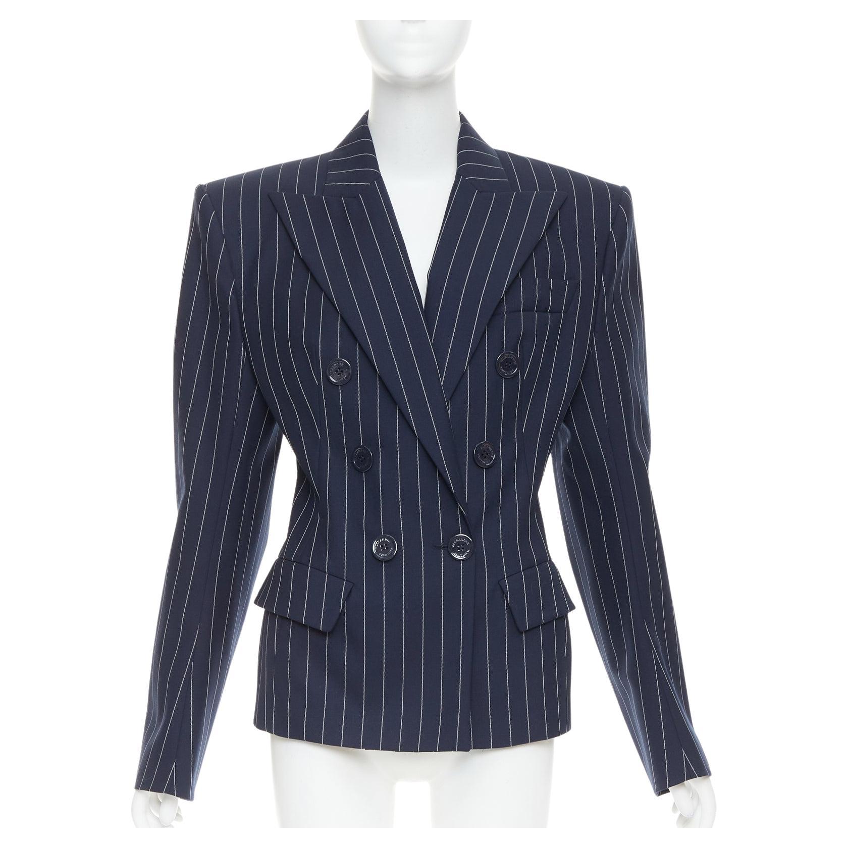 ALEXANDRE VAUTHIER marineblaue Nadelstreifen-Blazerjacke FR36 S