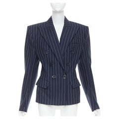 ALEXANDRE VAUTHIER marineblaue Nadelstreifen-Blazerjacke FR36 S