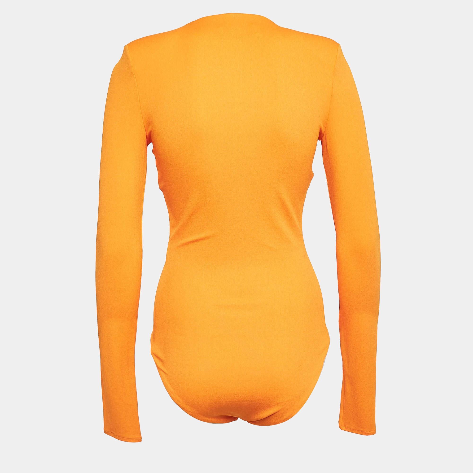 Deja que el ajuste cómodo  cortes elegantes  y el intenso tono naranja de este body Alexandre Vauthier complementan tus pantalones y faldas. Está fabricado con materiales de calidad.