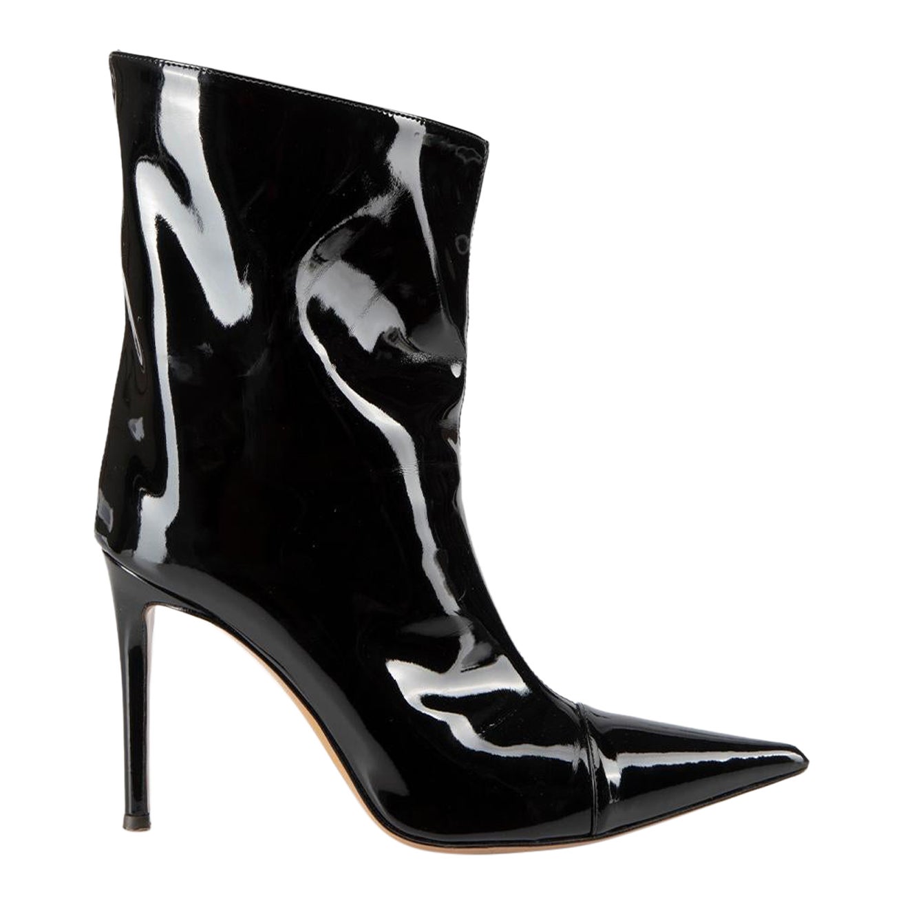 Alexandre Vauthier Patent Leather Pointed-Toe Heeled Ankle Boot Size IT 35.5 For Sale