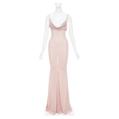 ALEXANDRE VAUTHIER pink degrade crystal strass embellished sheer backless gown