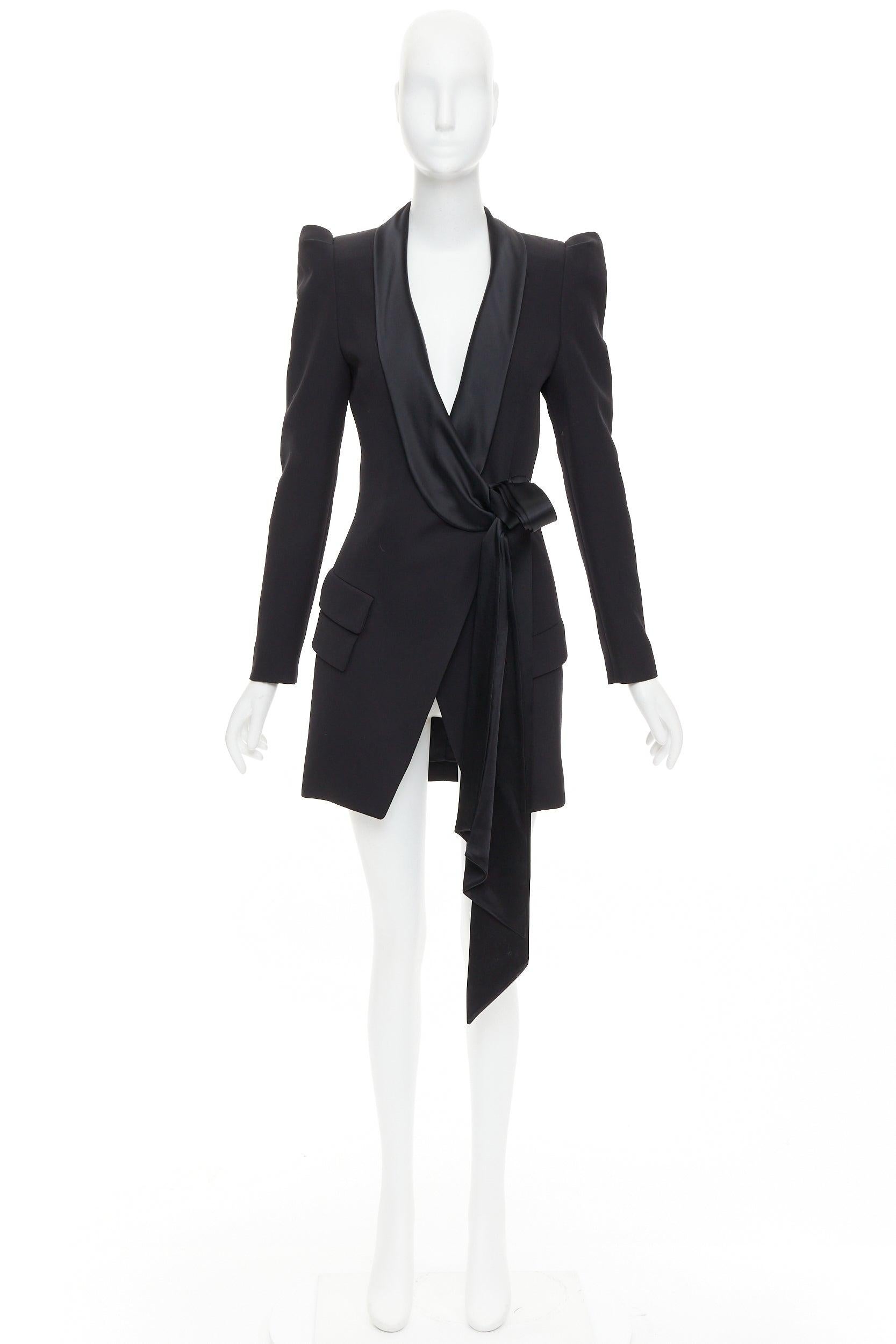 ALEXANDRE VAUTHIER Puffärmel-Gürtel-Blazer-Smoking-Tiefgang-Minikleid FR34 XS im Angebot 4