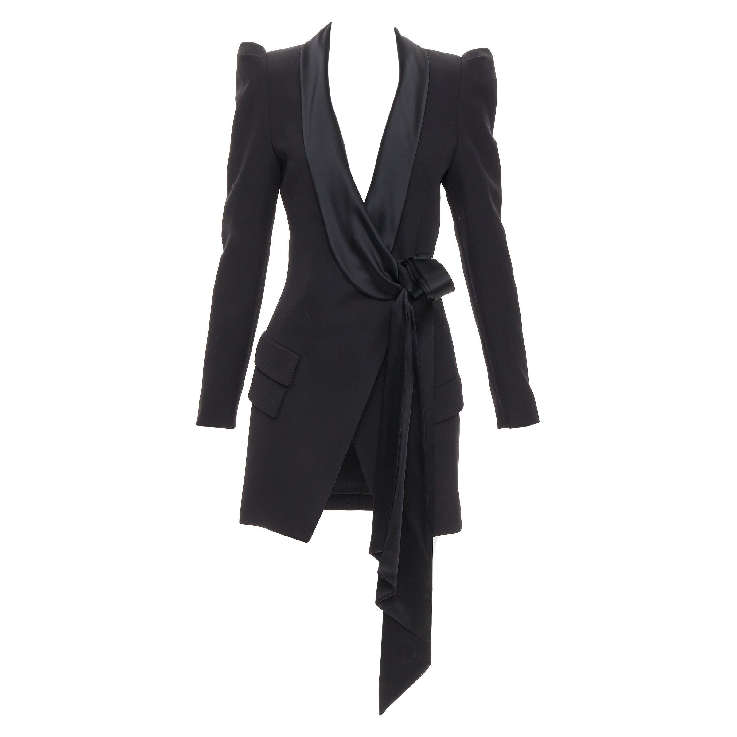 ALEXANDRE VAUTHIER Puffärmel-Gürtel-Blazer-Smoking-Tiefgang-Minikleid FR34 XS
