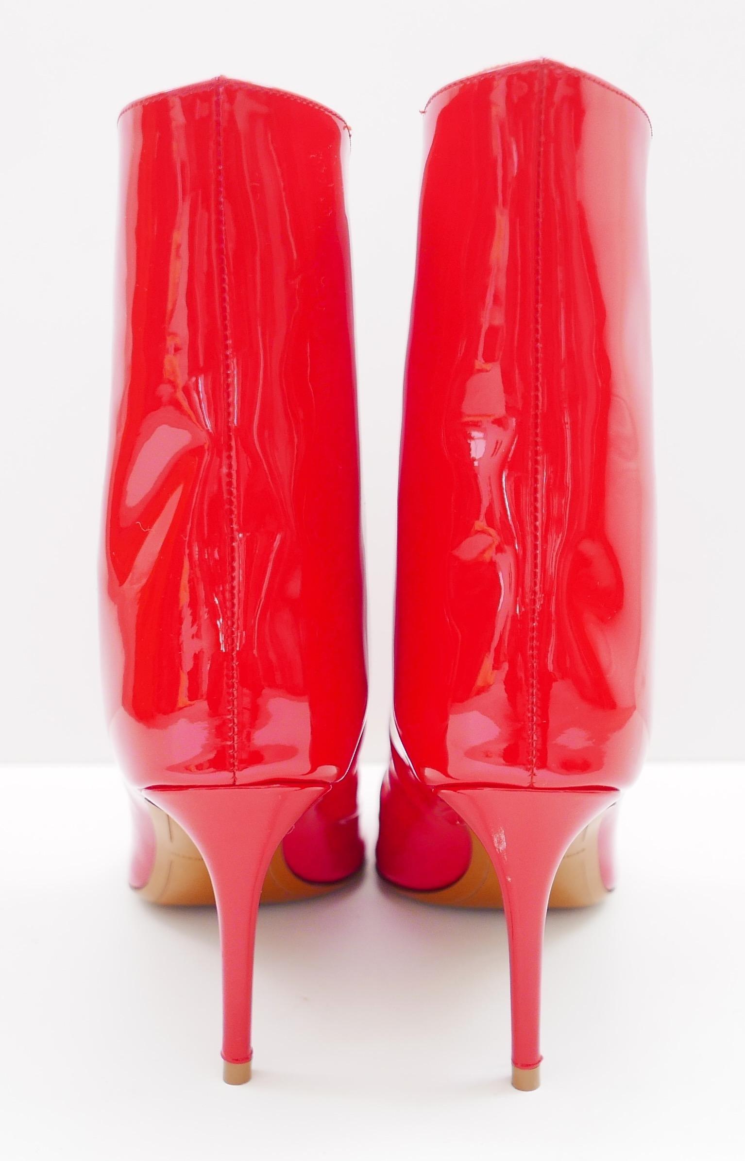 Alexandre Vauthier Raquel 105 Red Patent Ankle Boots In New Condition For Sale In London, GB