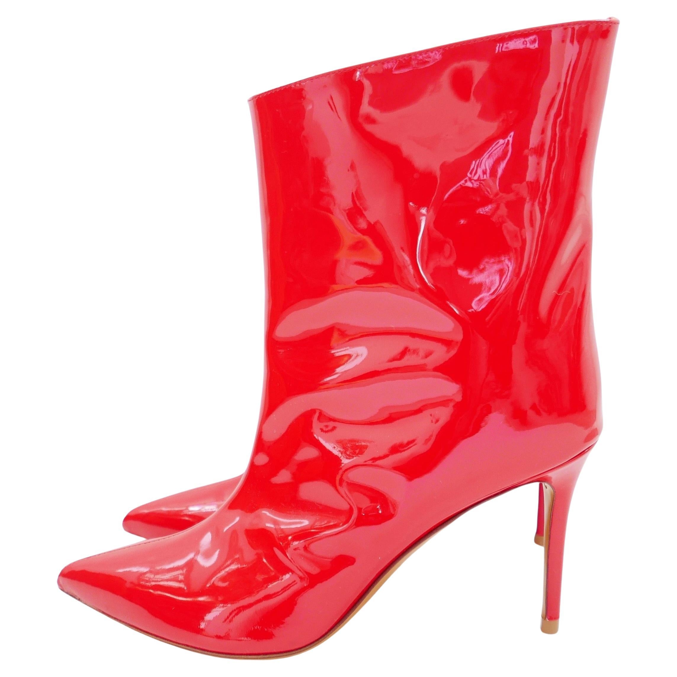 Alexandre Vauthier Raquel 105 Red Patent Ankle Boots For Sale