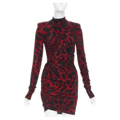 ALEXANDRE VAUTHIER red black Giraffe crystal strass encrusted jersey mini dress