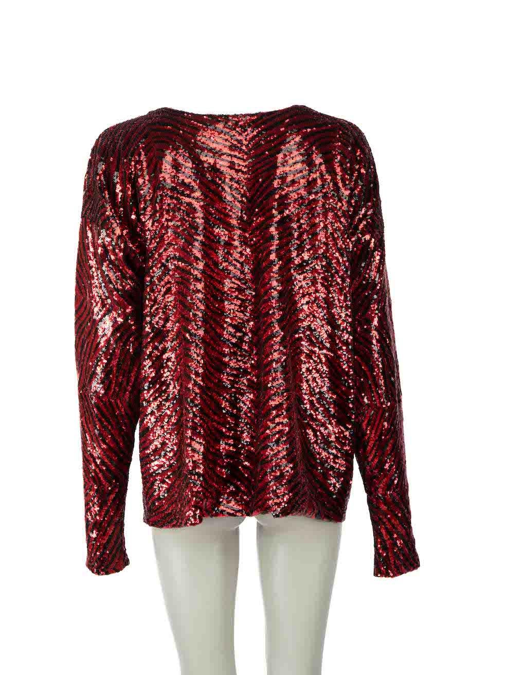 Alexandre Vauthier Red Sequin Tiger Print Top Size L In Excellent Condition For Sale In London, GB
