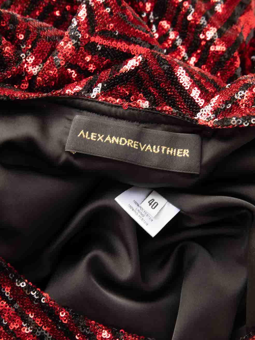 Women's Alexandre Vauthier Red Sequin Tiger Print Top Size L For Sale