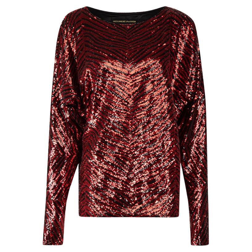 Alexandre Vauthier Red Sequin Tiger Print Top Size L For Sale