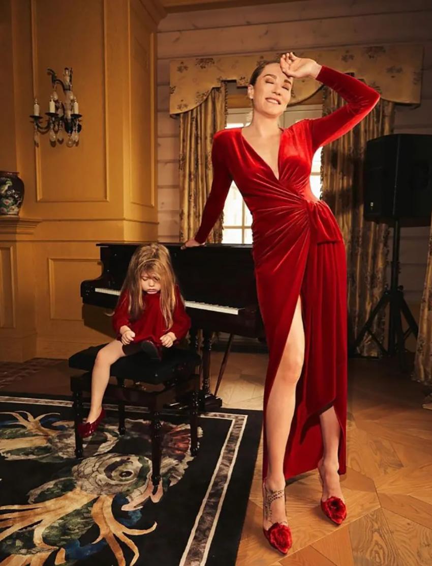 ALEXANDRE VAUTHIER RED VELVET LONG EVENING DRESS Sz It FR 36 1