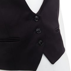 ALEXANDRE VAUTHIER Gilet da passerella in seta nera con 3 bottoni e tasche a fessura