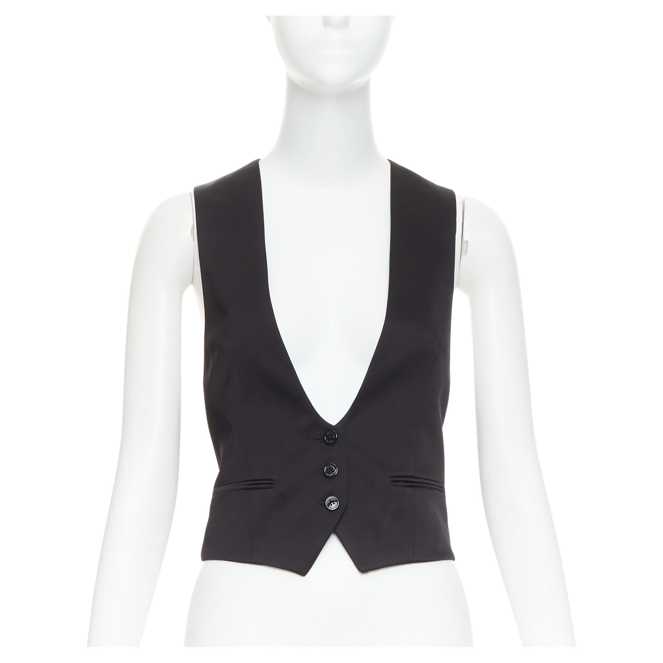 ALEXANDRE VAUTHIER Runway black silky 3 buttons slit pocket waist coat vest