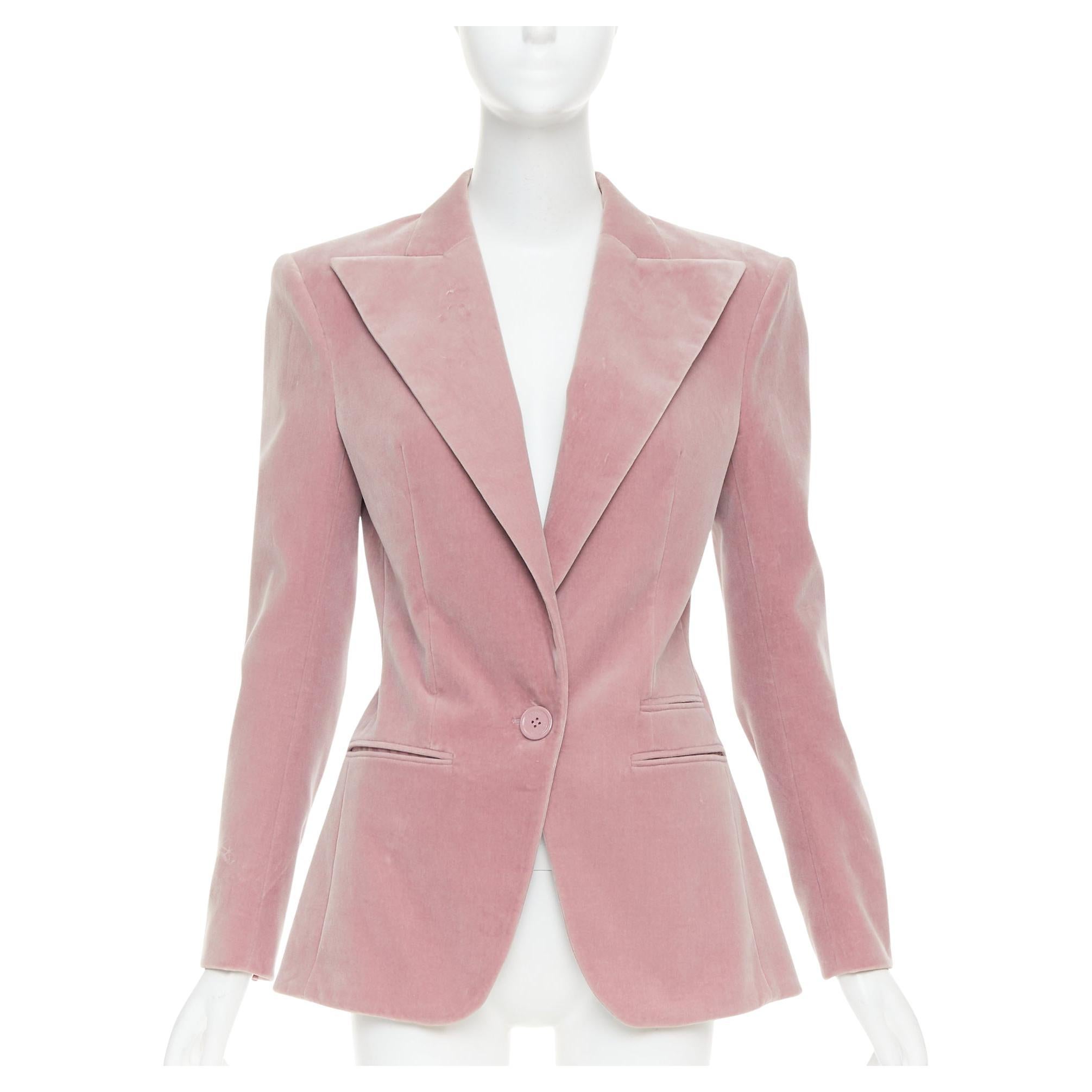 ALEXANDRE VAUTHIER Laufstegjacke aus rosafarbenem Samt, einreihiger Blazer