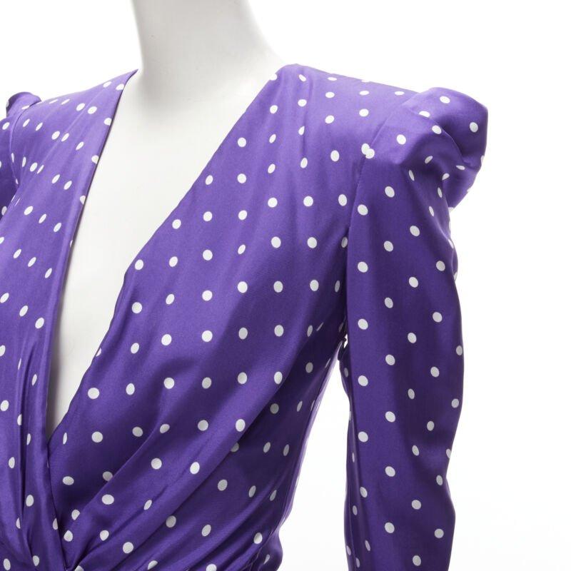 ALEXANDRE VAUTHIER Pasarela Vestido de lunares morado con hombros abullonados FR34 XS Púrpura en venta
