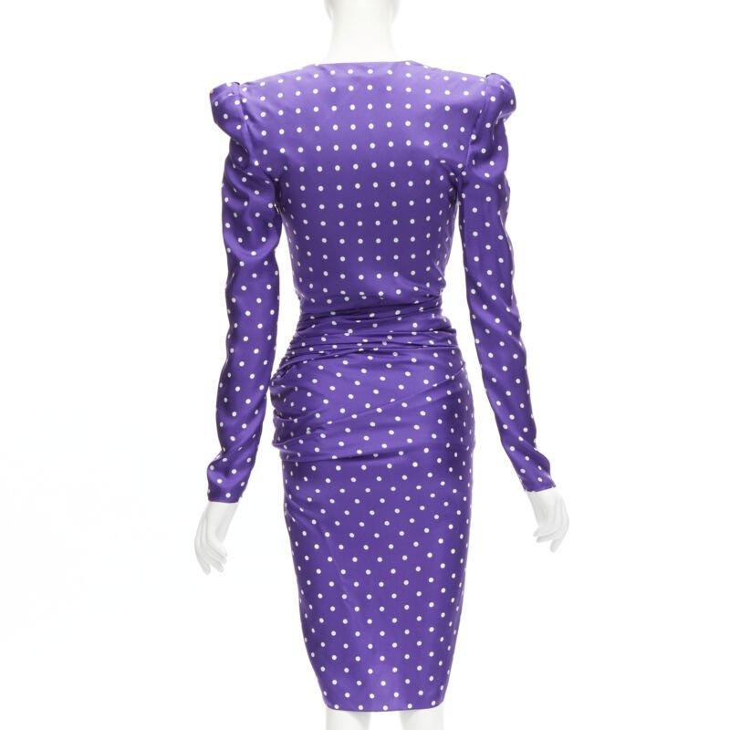 De las mujeres ALEXANDRE VAUTHIER Pasarela Vestido de lunares morado con hombros abullonados FR34 XS en venta