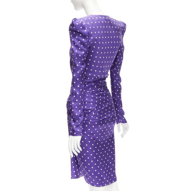 ALEXANDRE VAUTHIER Pasarela Vestido de lunares morado con hombros abullonados FR34 XS en venta 1