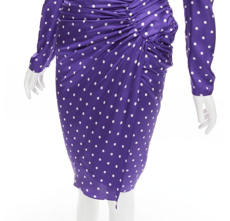 ALEXANDRE VAUTHIER Runway purple polka dot puff shoulder wrapped dress FR34 XS For Sale 3