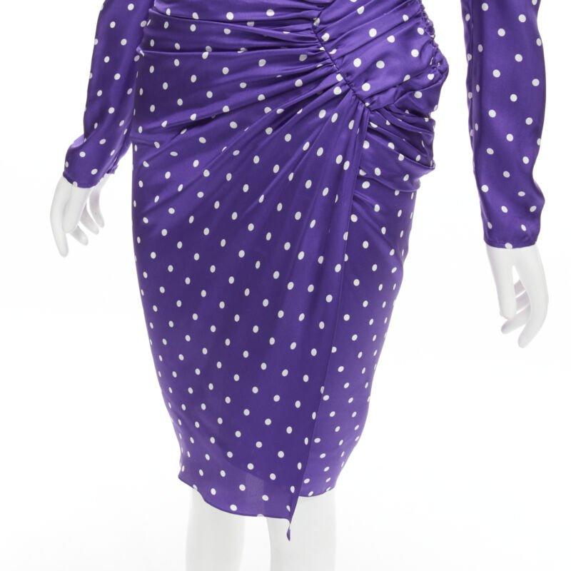 ALEXANDRE VAUTHIER Pasarela Vestido de lunares morado con hombros abullonados FR34 XS en venta 3