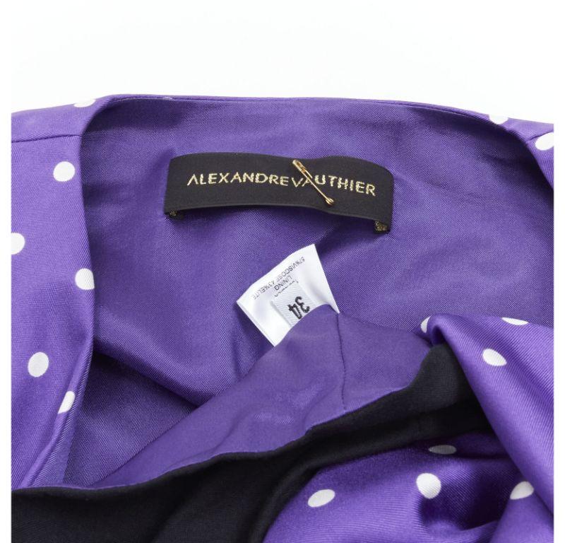 ALEXANDRE VAUTHIER Runway purple polka dot puff shoulder wrapped dress FR34 XS For Sale 4