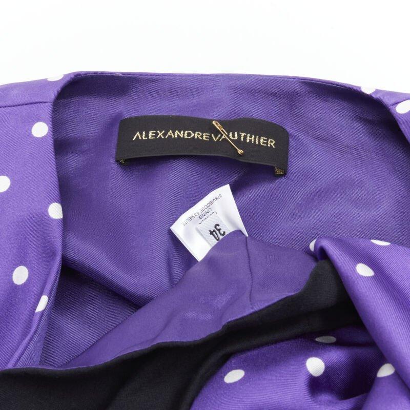 ALEXANDRE VAUTHIER Pasarela Vestido de lunares morado con hombros abullonados FR34 XS en venta 4