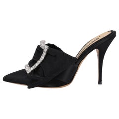 Alexandre Vauthier Satin Lola Mules With Crystal Buckle