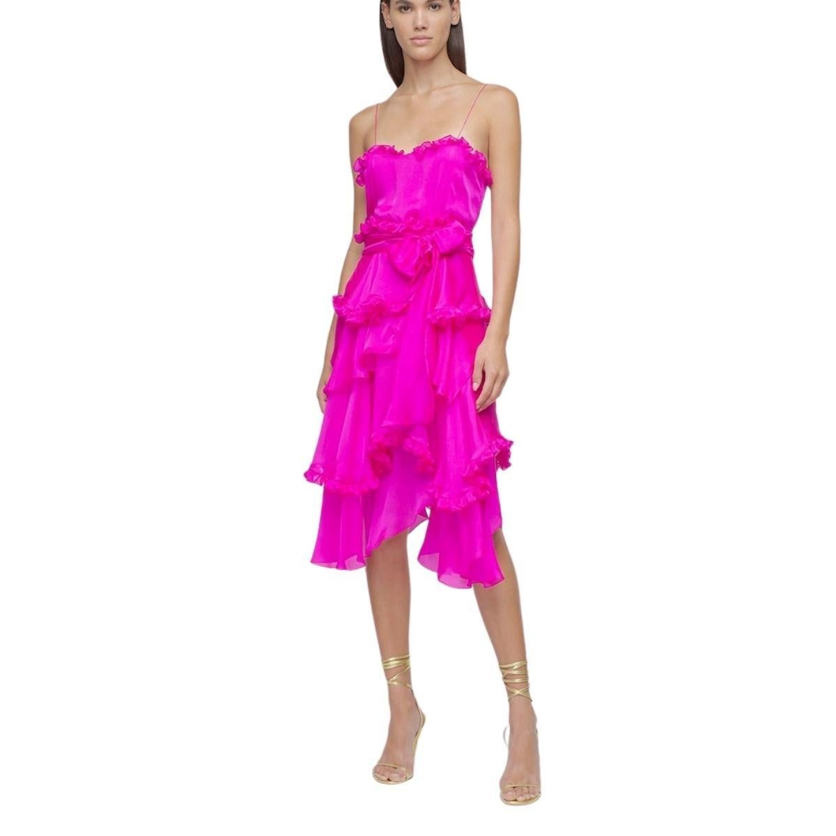 Elevate your elegant collection with this Ruffle Dress from Alexandre Vauthier. 
Cut in a sleeveless style with spaghetti shoulder straps
Concealed back zip closure
Front self-tie half belt
All over ruffles
Unlined
Fits true to size
Composition: