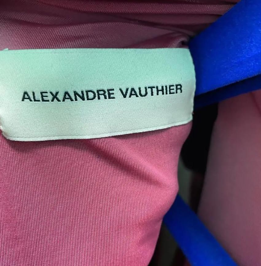 ALEXANDRE VAUTHIER IRIDESCENT VELVET MAXI DRESS Sz FR 38 In Good Condition In Montgomery, TX