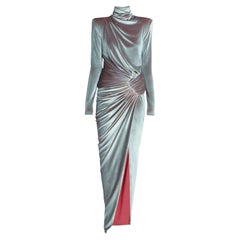 ALEXANDRE VAUTHIER IRIDESCENT VELVET MAXI DRESS Sz FR 38