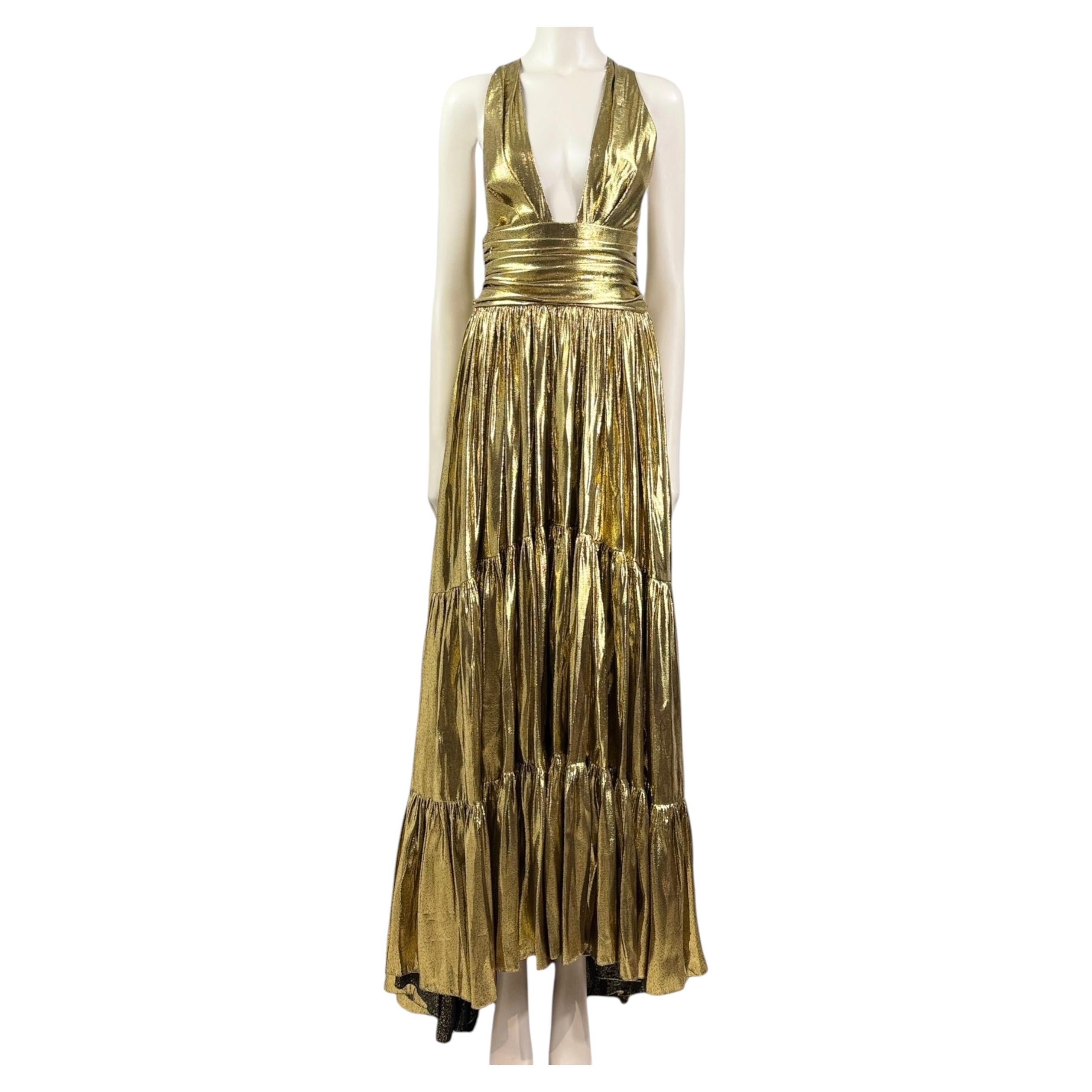 Alexandre Vauthier Spring 2021 Long gold dress For Sale